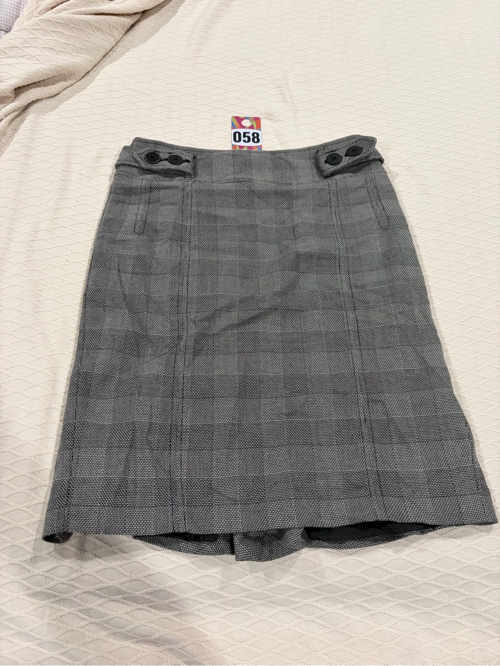 Apt. 9 Gray Plaid Pencil Skirt with Button Waist Detail